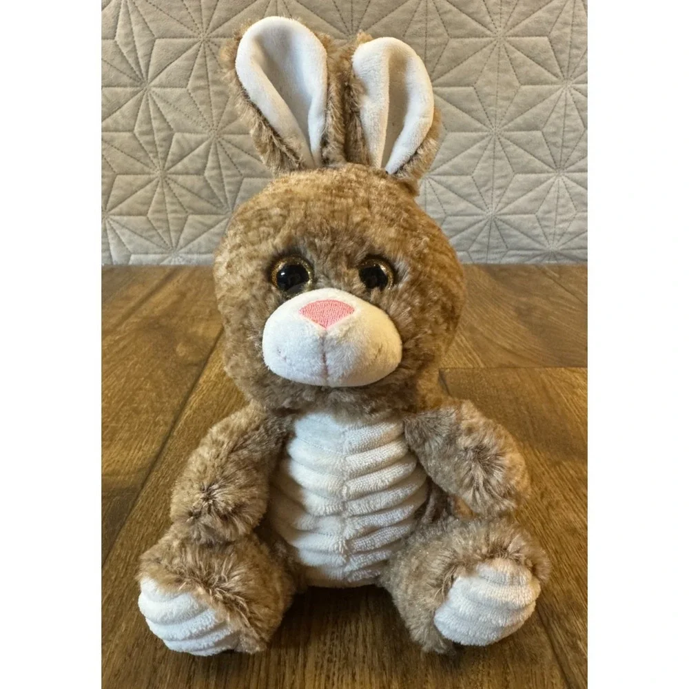 Walmart Plush Bunny‎ Rabbit Brown 11 Inch White Ribbed Sitting Easter Stuffed